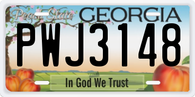 GA license plate PWJ3148