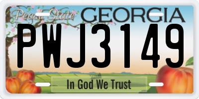 GA license plate PWJ3149