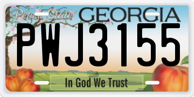GA license plate PWJ3155