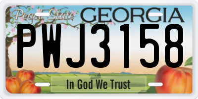 GA license plate PWJ3158