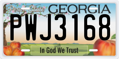 GA license plate PWJ3168