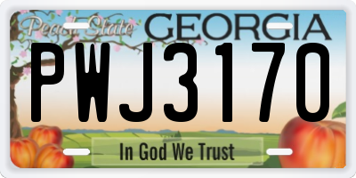 GA license plate PWJ3170