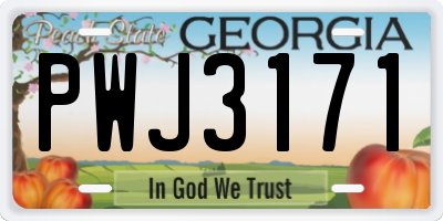 GA license plate PWJ3171