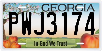 GA license plate PWJ3174