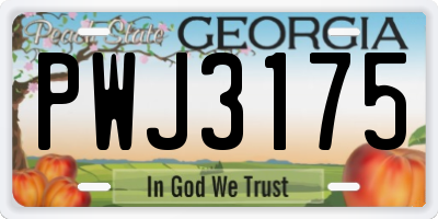 GA license plate PWJ3175