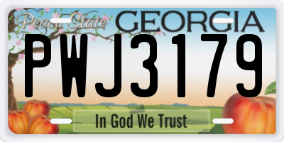 GA license plate PWJ3179