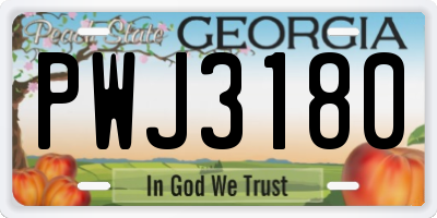 GA license plate PWJ3180