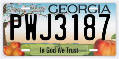 GA license plate PWJ3187