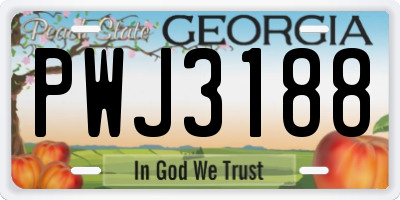 GA license plate PWJ3188