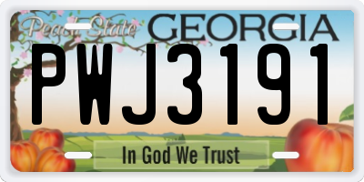 GA license plate PWJ3191