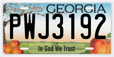 GA license plate PWJ3192