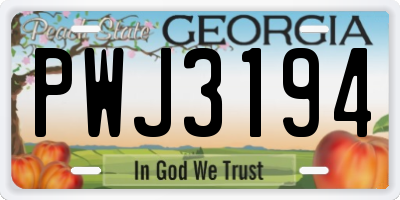 GA license plate PWJ3194