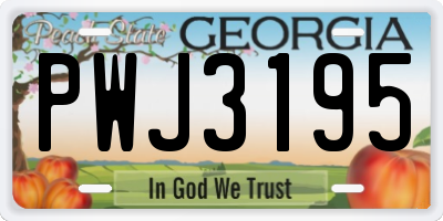 GA license plate PWJ3195