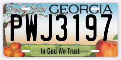 GA license plate PWJ3197