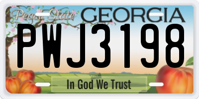 GA license plate PWJ3198