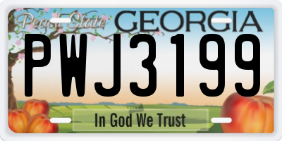 GA license plate PWJ3199