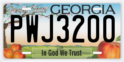 GA license plate PWJ3200