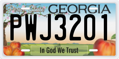GA license plate PWJ3201