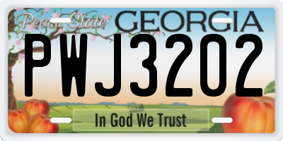 GA license plate PWJ3202