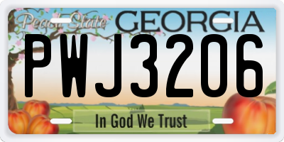GA license plate PWJ3206