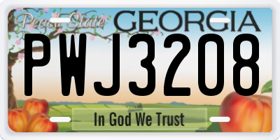 GA license plate PWJ3208