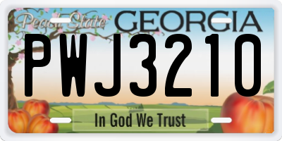 GA license plate PWJ3210