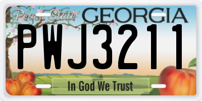 GA license plate PWJ3211