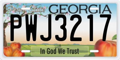 GA license plate PWJ3217