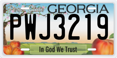 GA license plate PWJ3219