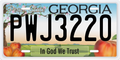 GA license plate PWJ3220