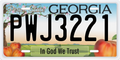 GA license plate PWJ3221