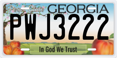 GA license plate PWJ3222