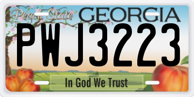GA license plate PWJ3223