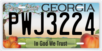 GA license plate PWJ3224