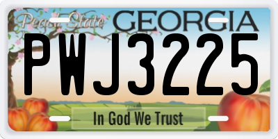 GA license plate PWJ3225