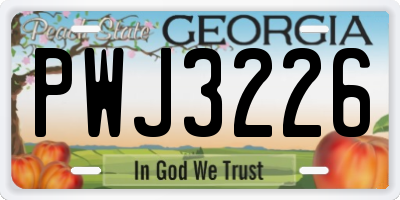 GA license plate PWJ3226
