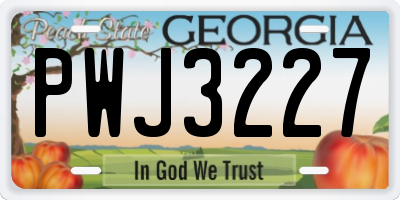 GA license plate PWJ3227