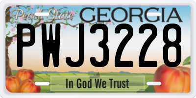 GA license plate PWJ3228