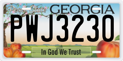 GA license plate PWJ3230