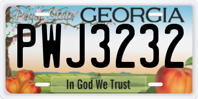 GA license plate PWJ3232