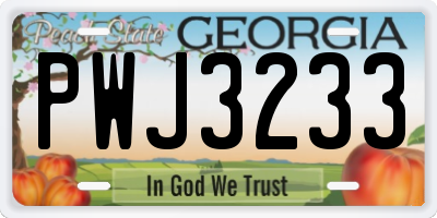 GA license plate PWJ3233