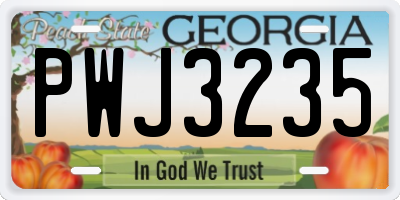 GA license plate PWJ3235