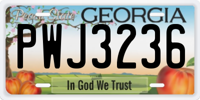 GA license plate PWJ3236