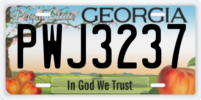 GA license plate PWJ3237