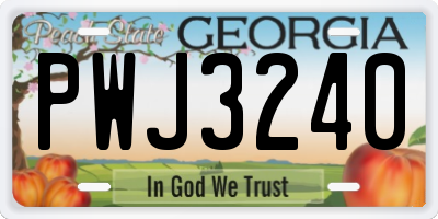 GA license plate PWJ3240