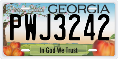 GA license plate PWJ3242