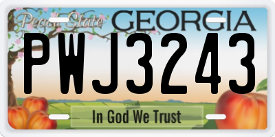 GA license plate PWJ3243
