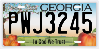 GA license plate PWJ3245