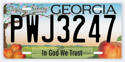 GA license plate PWJ3247