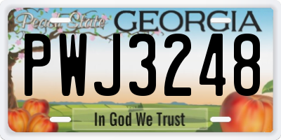 GA license plate PWJ3248